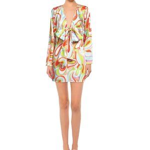 HaveOne Mod fall/autumn silky minidress w/ tie neck new with tags NWT Italian